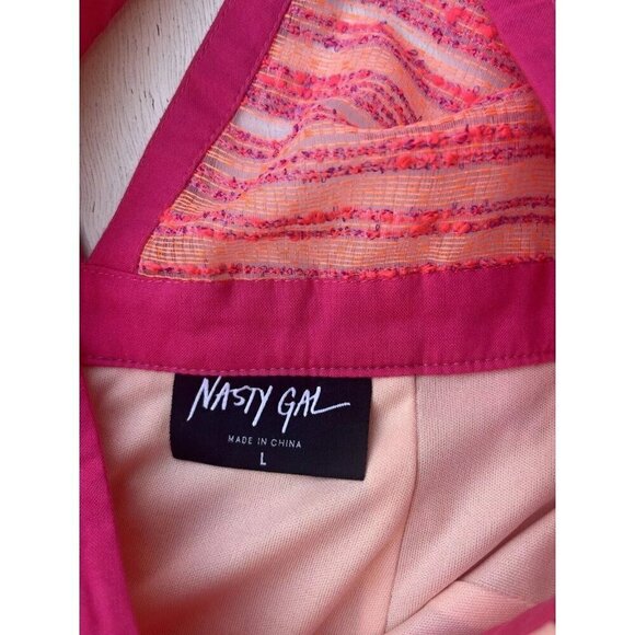 Nasty Gal Women's Coral Plunging Strappy Mini Dress Size L - Picture 7 of 16